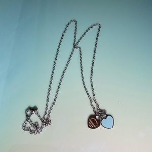 Tiffany Blue Double Heart Tag Pendant